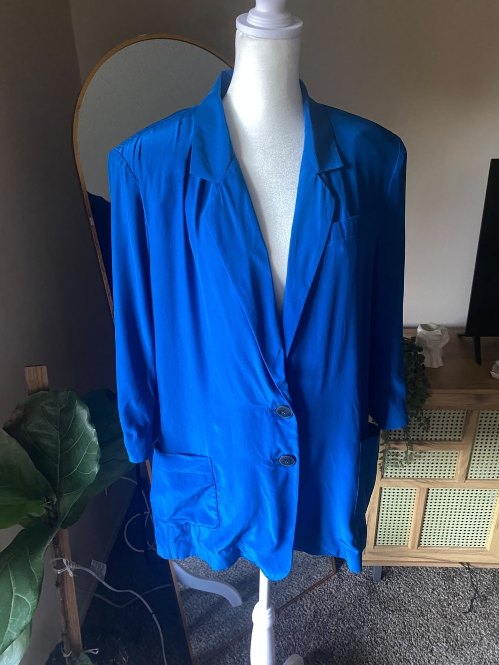 Vintage Kenneth Cole Vibrant Electric Blue Draped Blazer